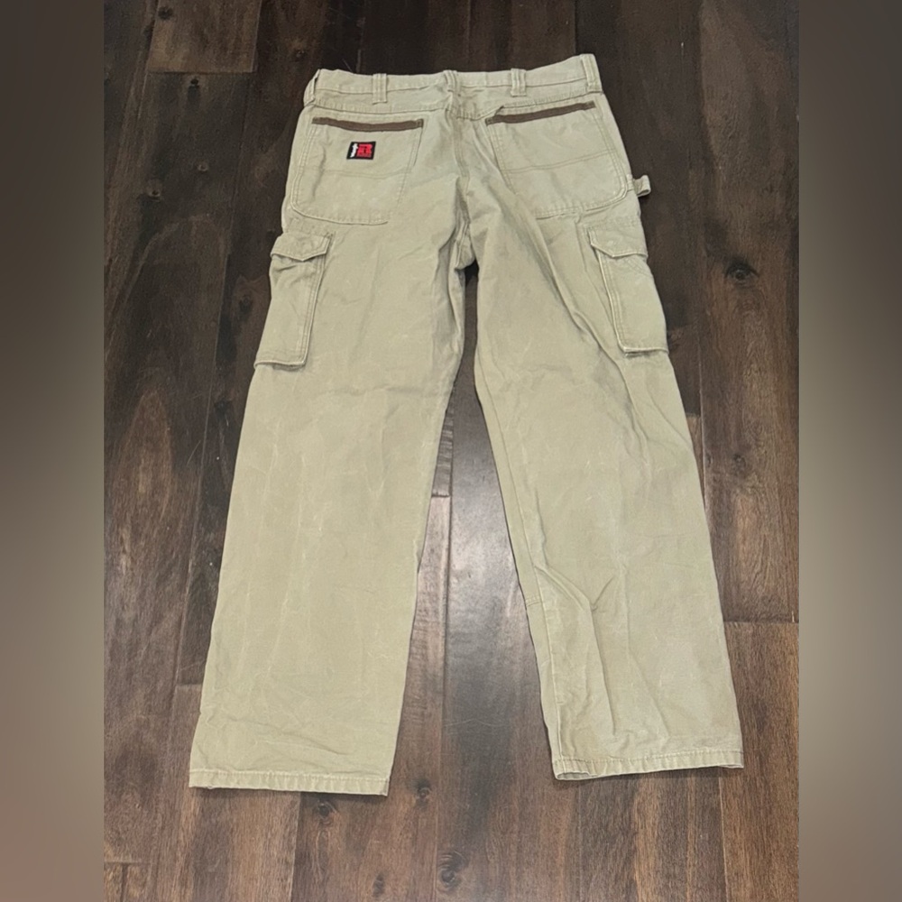 Men's Tan Cargo Wrangler Riggs workwear pants 34x34